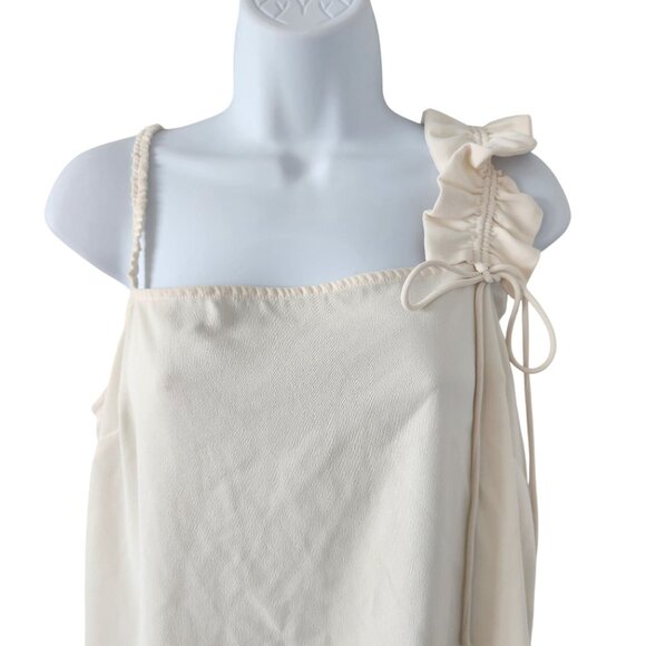 Jason Wu Collective Cream Chiffon Top Ruffle Shoulder Strap Size 8 FLAWED - Picture 3 of 9